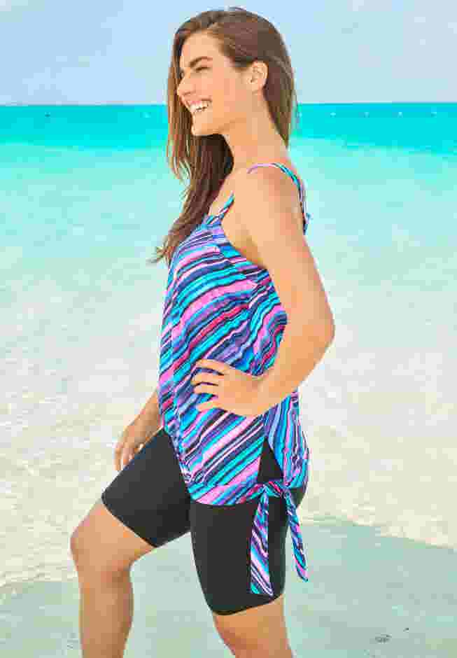 Blouson Tankini Top with Adjustable Straps image number 2