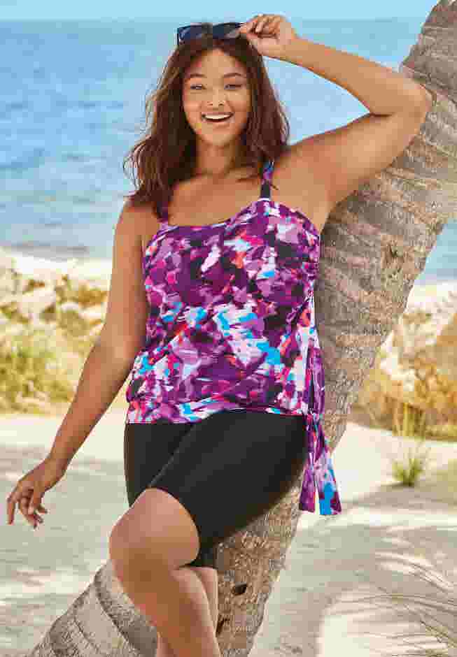 Blouson Tankini Top with Adjustable Straps image number 4