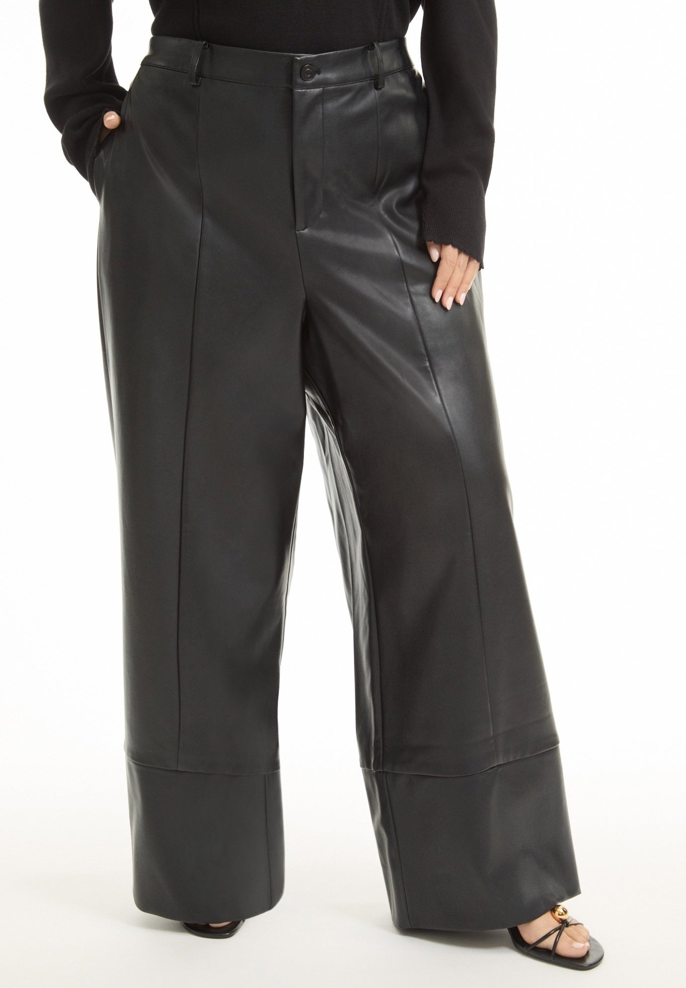 Cuffed Faux Leather Pants image number 2
