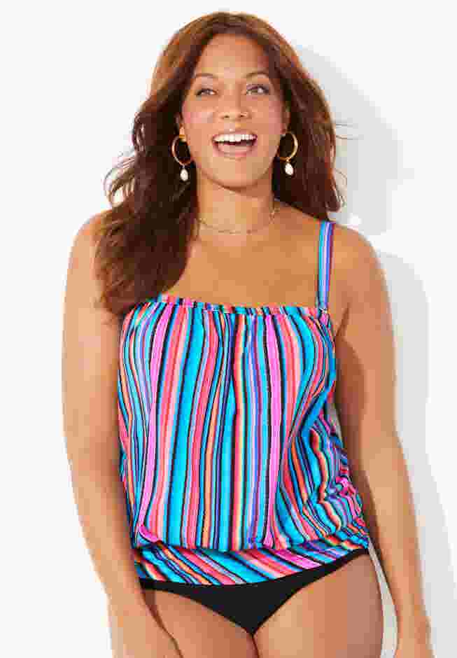 Bandeau Blouson Tankini Top image number 3