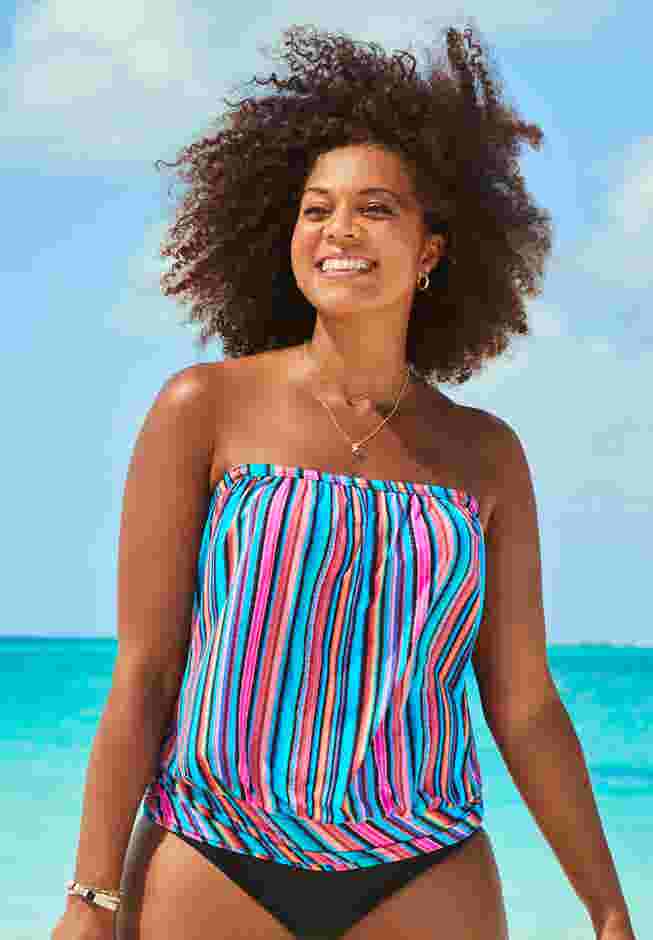 Bandeau Blouson Tankini Top image number 0