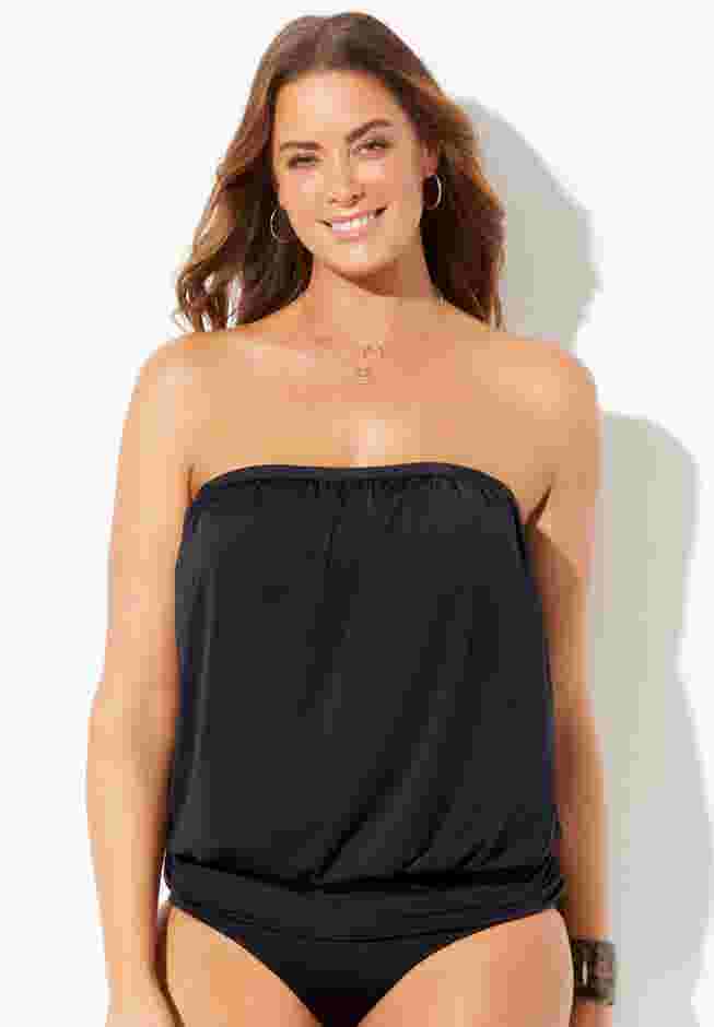 Bandeau Blouson Tankini Top image number 1