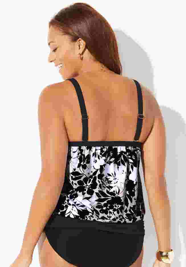 Bandeau Blouson Tankini Top image number 1