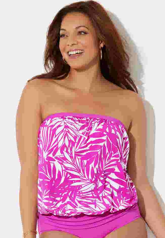 Bandeau Blouson Tankini Top image number 4