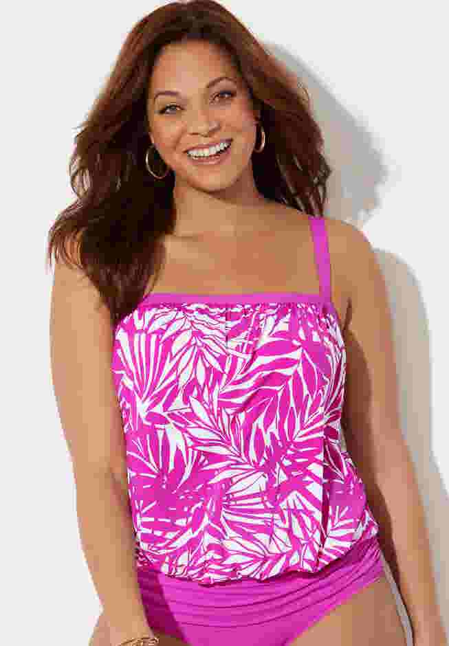 Bandeau Blouson Tankini Top image number 5