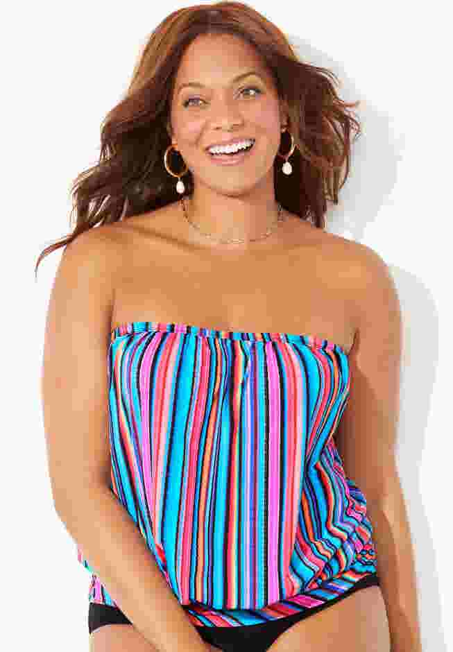 Bandeau Blouson Tankini Top image number 1