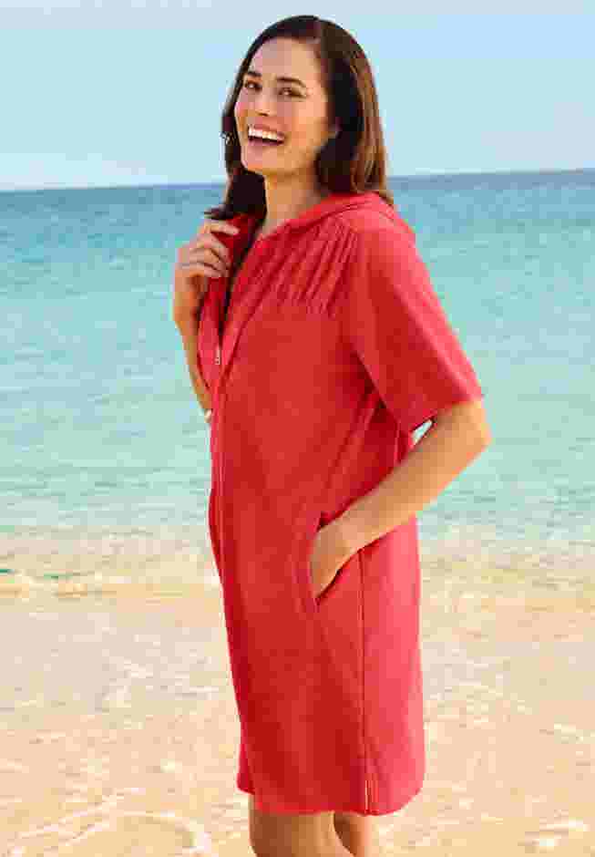 Hooded Terry Swim Cover Up image number 2