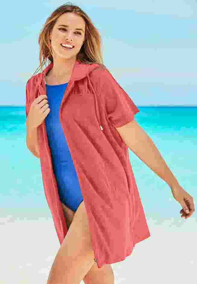Hooded Terry Swim Cover Up image number 3