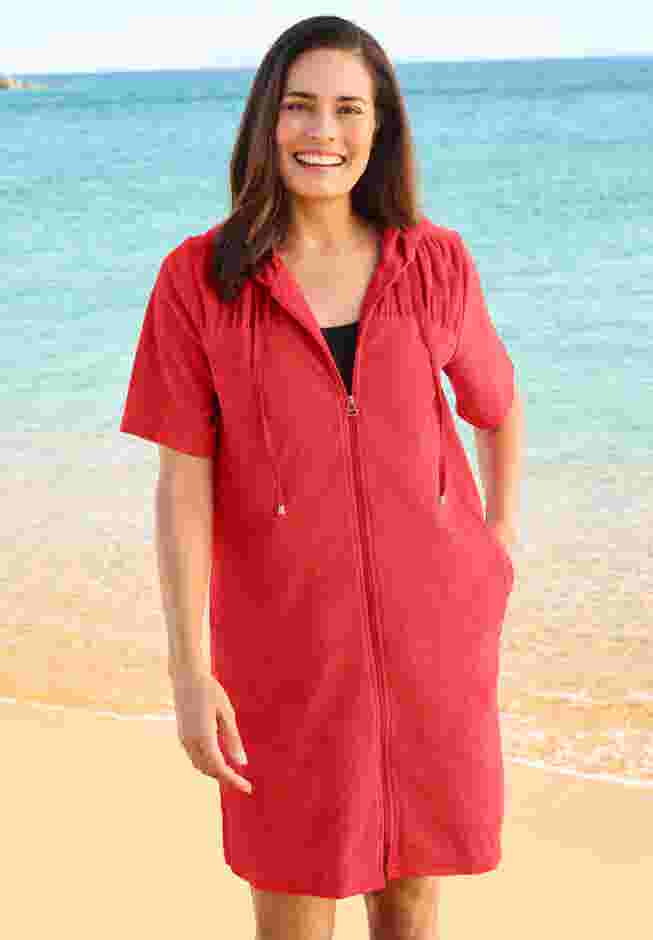 Hooded Terry Swim Cover Up image number 0
