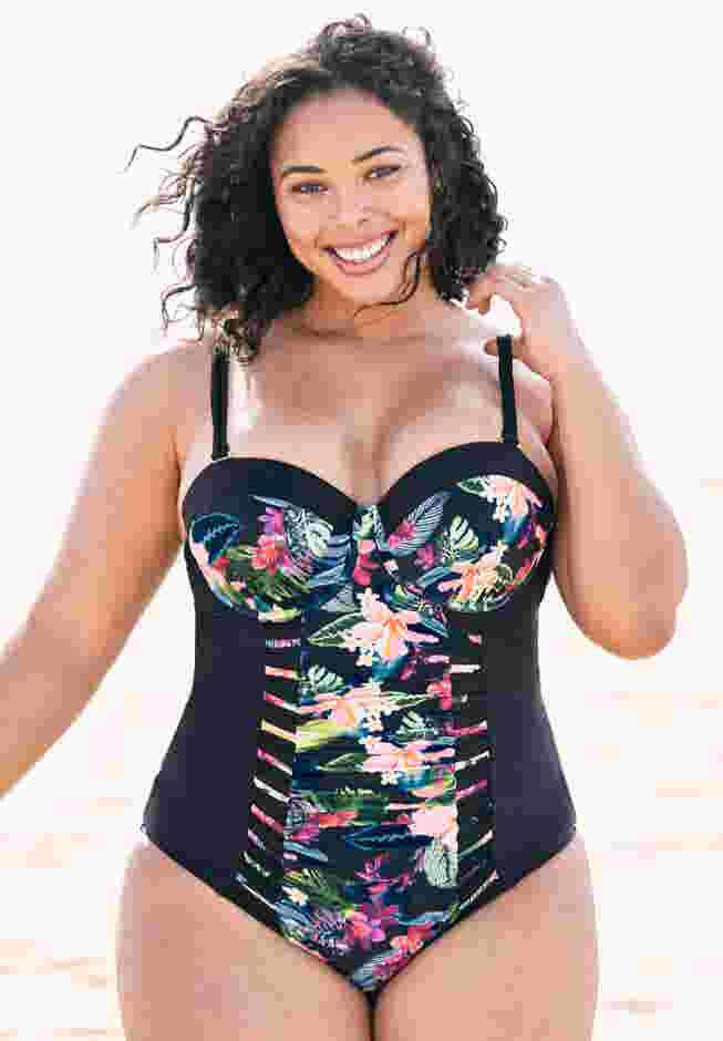 Ruched Underwire One Piece Swimsuit image number 2