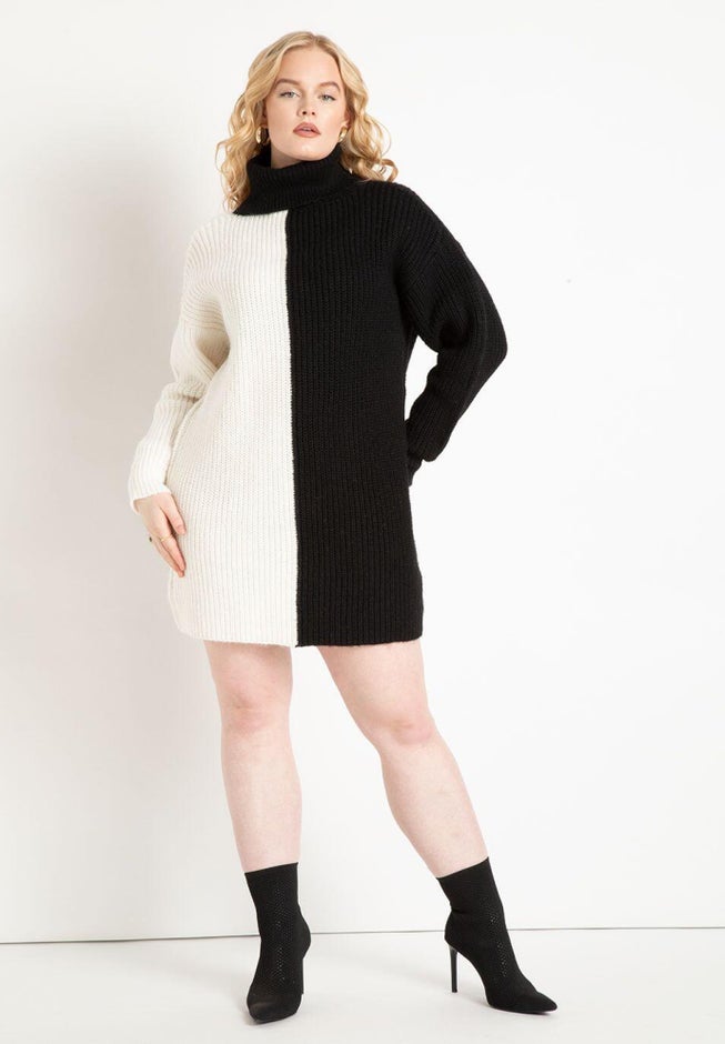 Turtle Neck Tunic Sweater Dress image number null