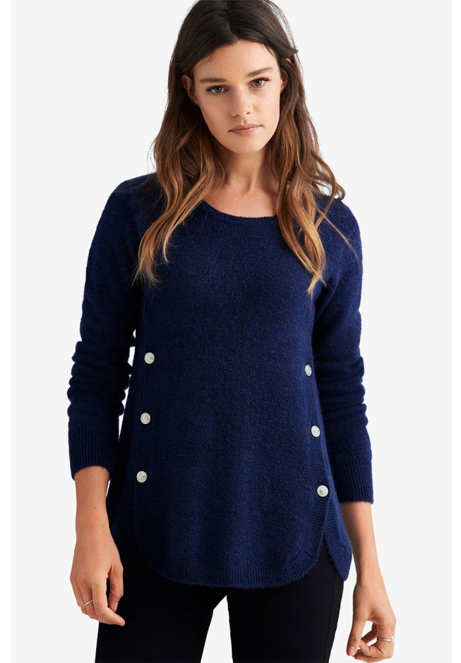 Button Trim Pullover Sweater image number 0