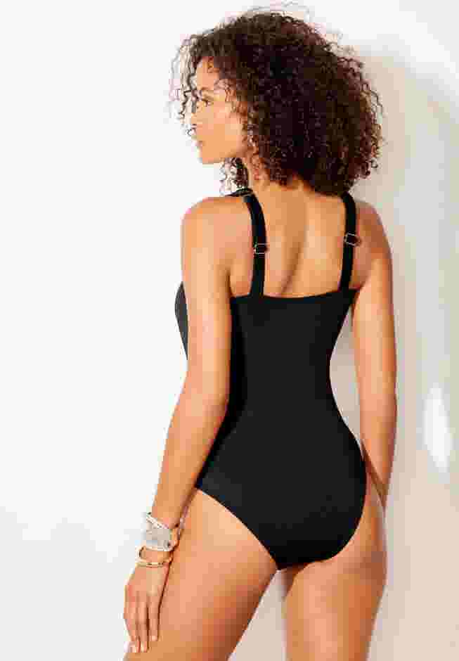 Shimmer High Neck Cut Out Ring One Piece Swimsuit image number 1