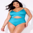 Shimmer Chain Accent Cut Out One Piece Swimsuit image number null