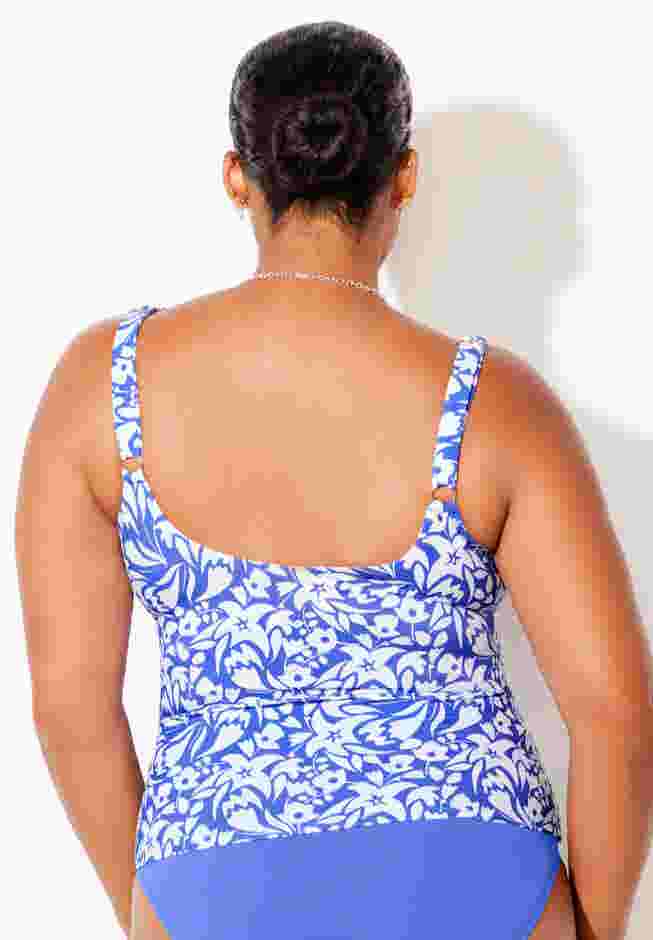 Ruffle V-Neck Tankini Top image number 1