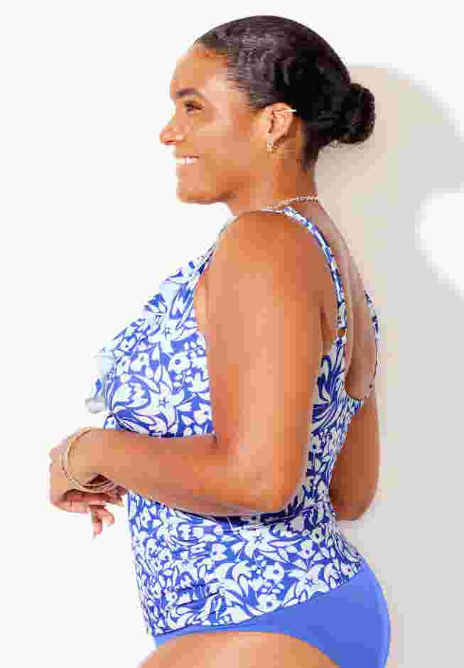 Ruffle V-Neck Tankini Top image number 2