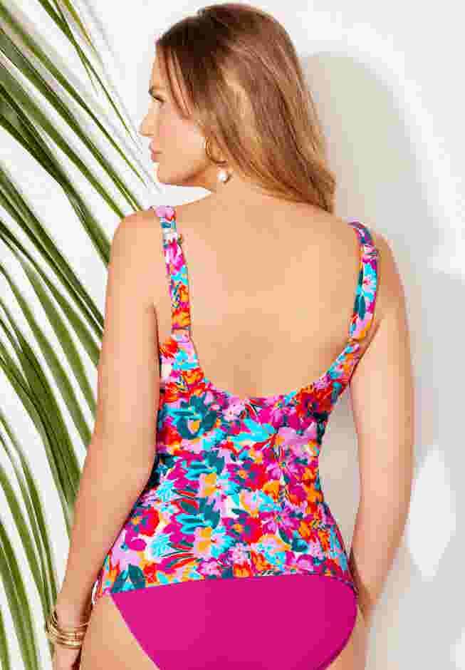 Ruffle V-Neck Tankini Top image number 1