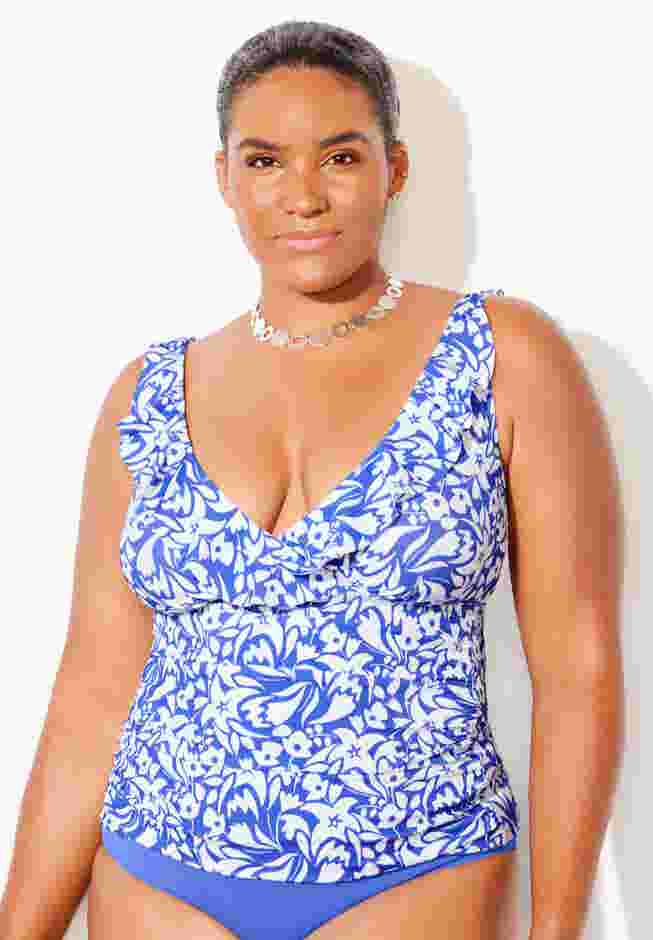 Ruffle V-Neck Tankini Top image number 0