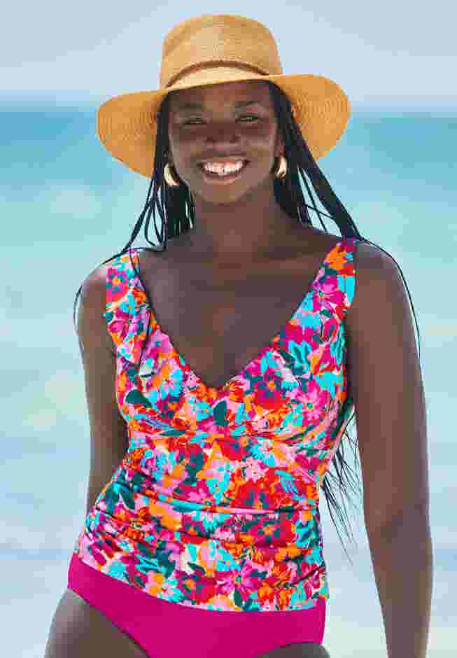 Ruffle V-Neck Tankini Top image number 0