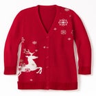 Holiday Motif Cardigan Sweater image number null