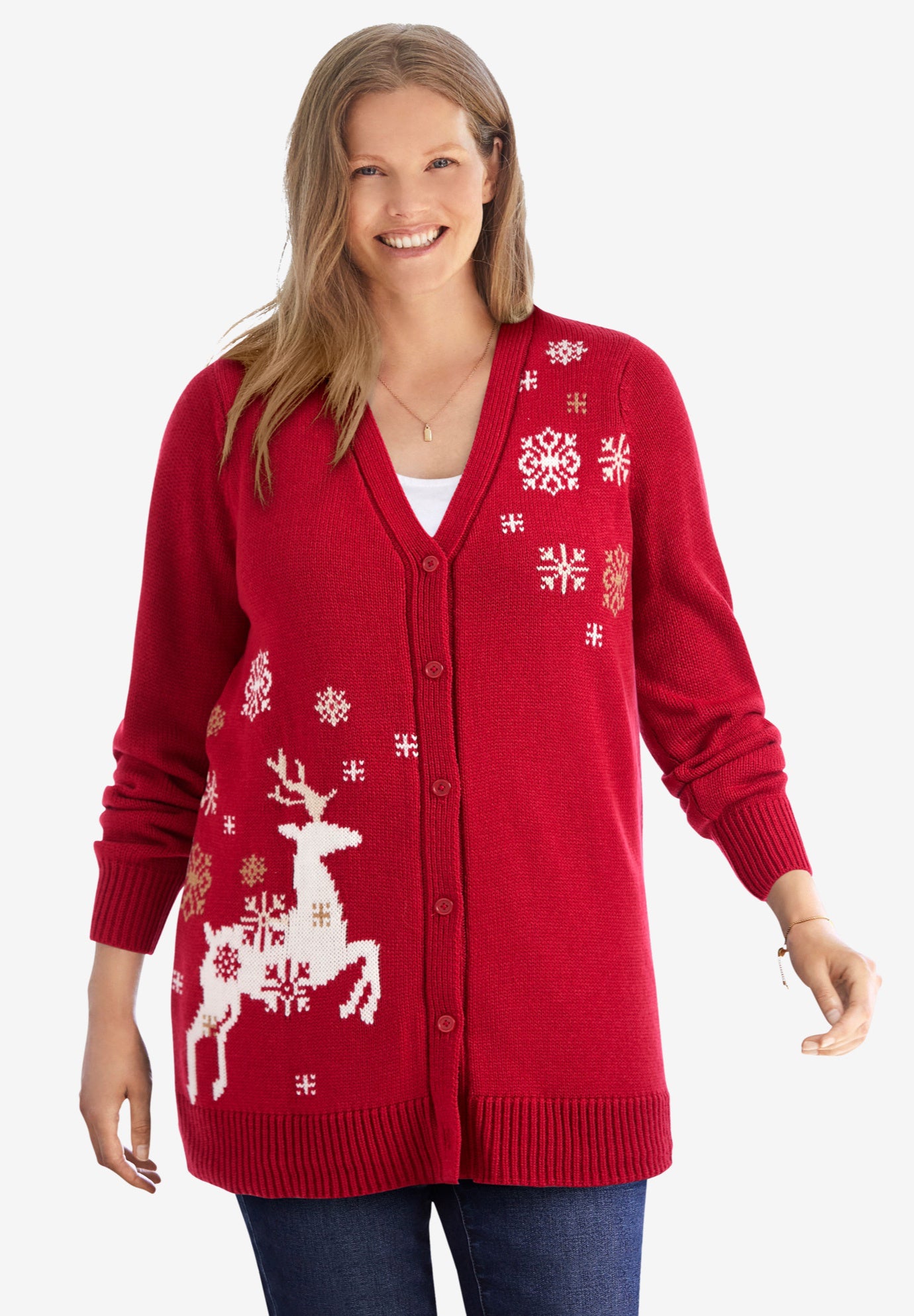Holiday Motif Cardigan Sweater image number 0