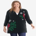 Holiday Motif Cardigan Sweater image number null