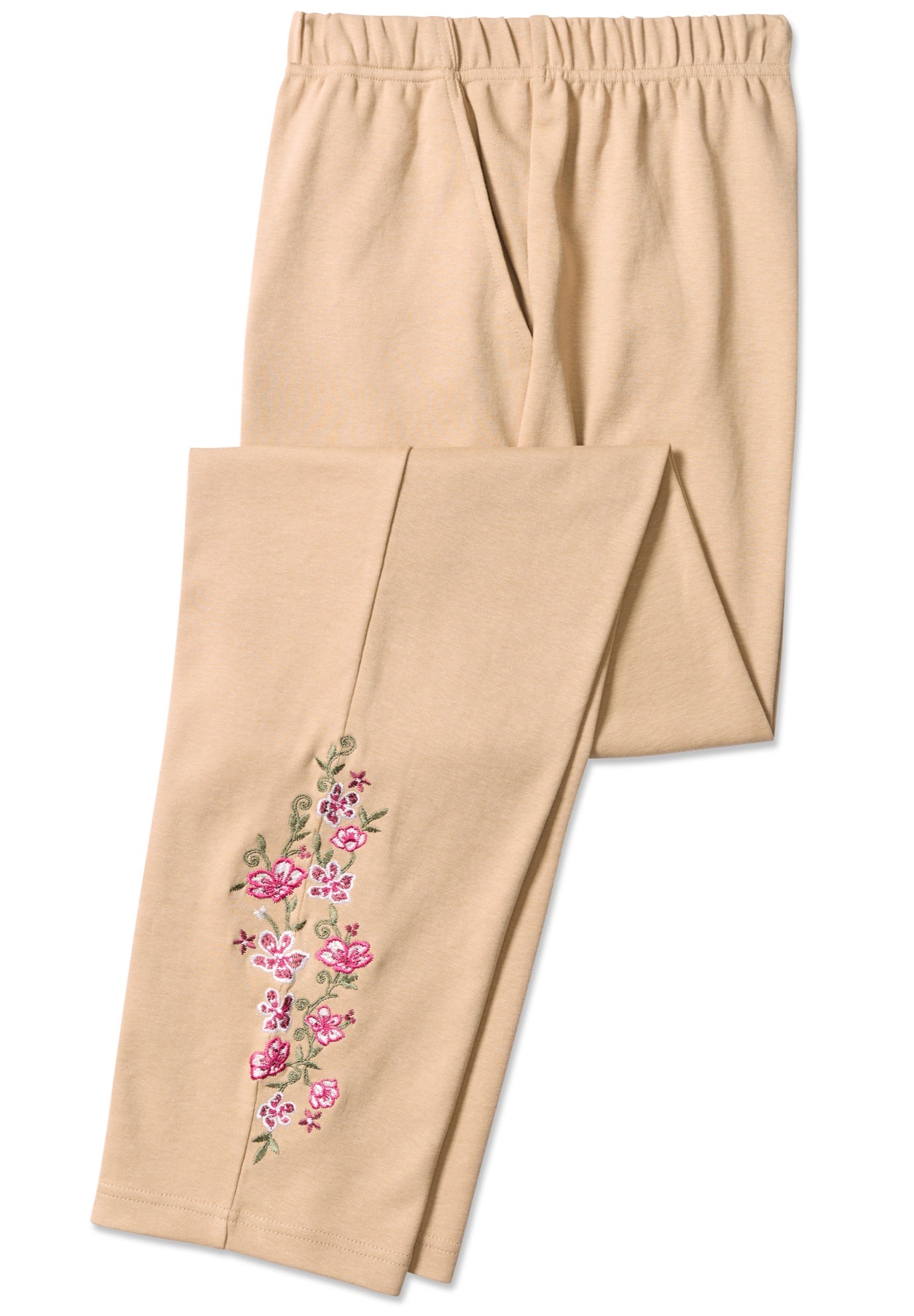 7-Day Knit Embroidered Straight-Leg Pull-On Pants image number 2