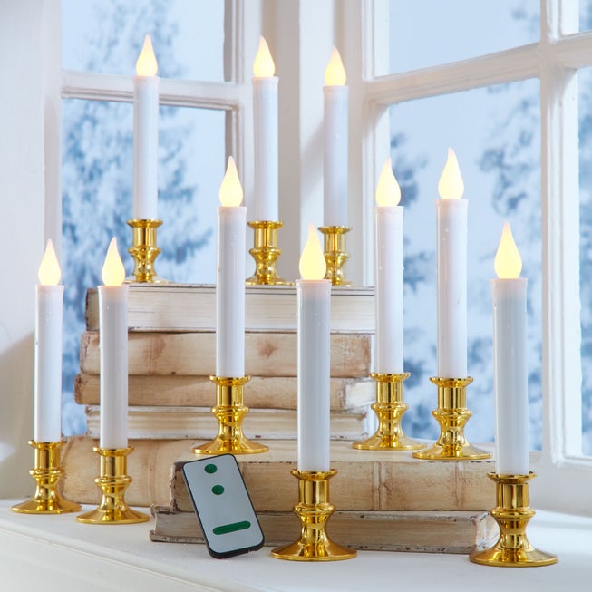 Set of 10 Taper LED Candles with Remote image number null
