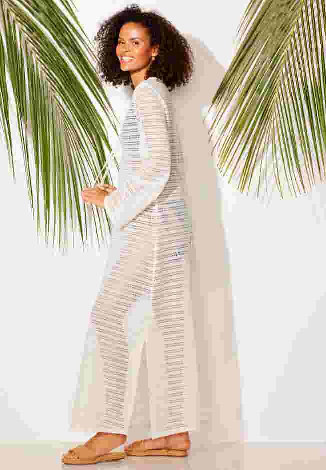 Lightweight Crochet V-Neck Dress Cover Up image number 2