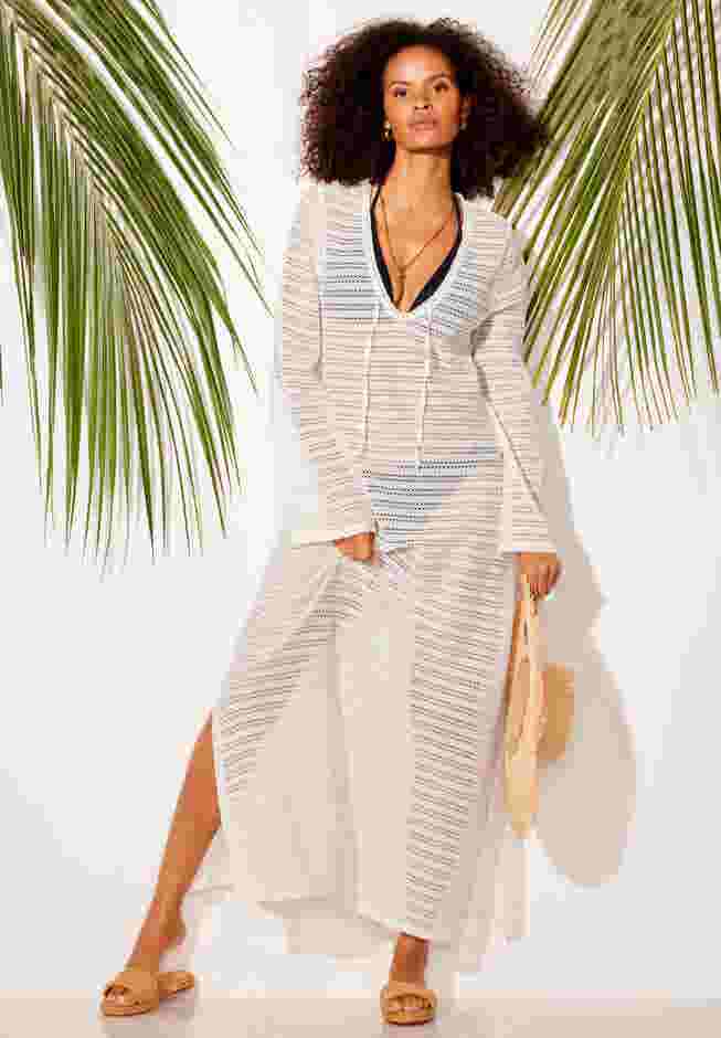 Lightweight Crochet V-Neck Dress Cover Up image number 0
