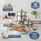 18-PC. Copper Accent Stainless Steel Cookware Set image number null