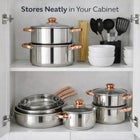 18-PC. Copper Accent Stainless Steel Cookware Set image number null