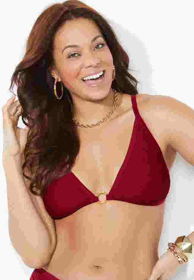 O-Ring Knit Mesh Overlay Bikini Top image number 2