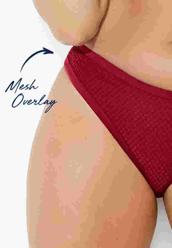 Knit Mesh Overlay Bikini Bottom image number 4