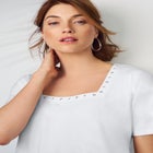 Stretch Cotton Studded Square Neck Tunic image number null