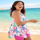 Longer-Length Handkerchief Hem Tankini Top image number 2