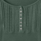 Waffle Thermal Lace Bib Henley Tee image number null