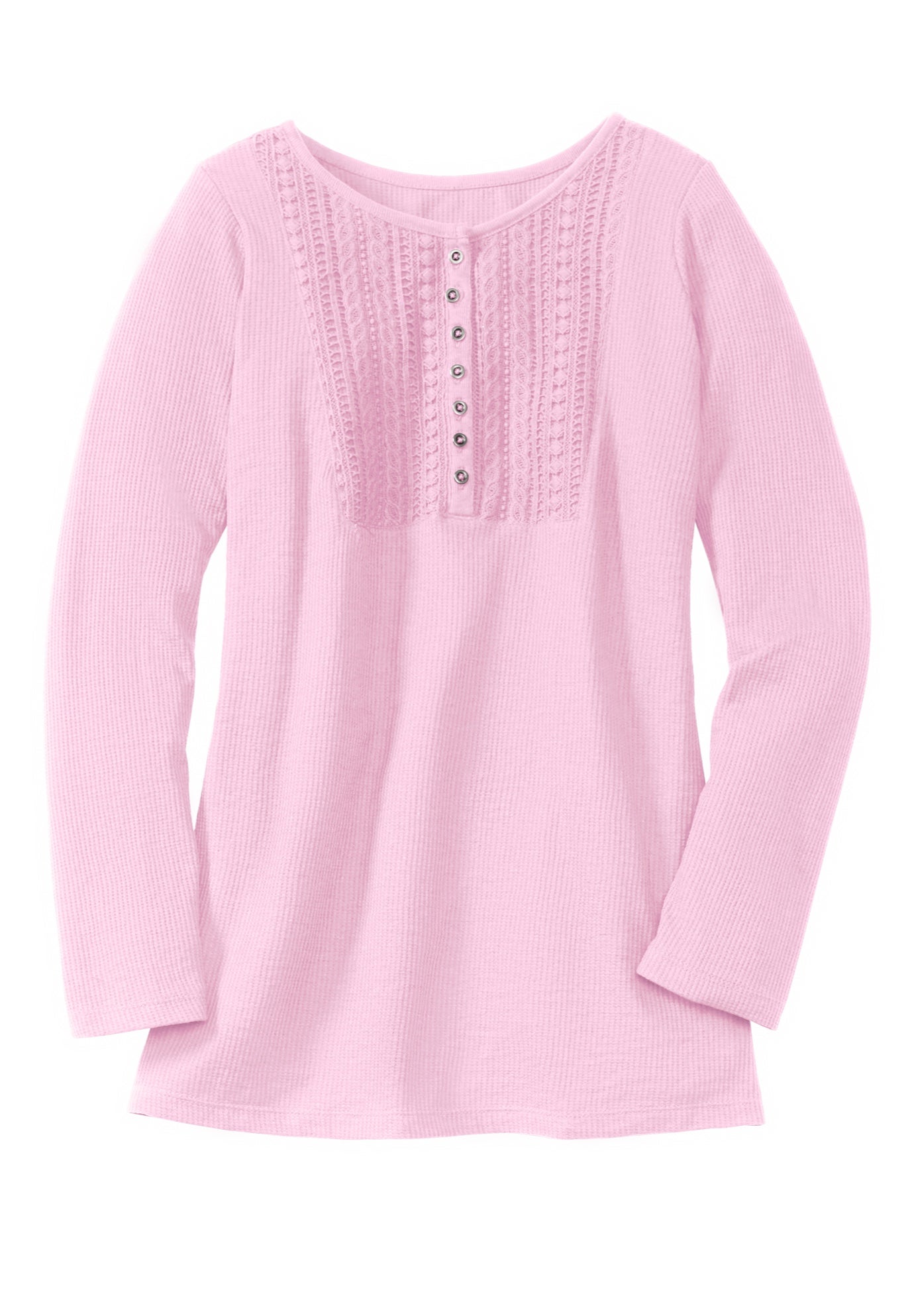 Waffle Thermal Lace Bib Henley Tee image number 1
