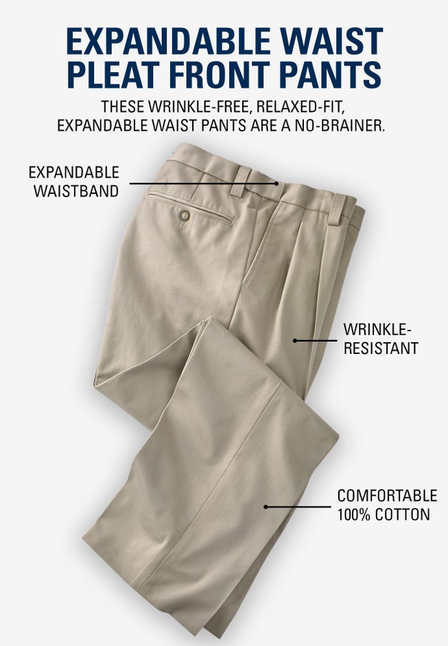 Relaxed Fit Wrinkle-Free Expandable Waist Pleated Pants image number 5
