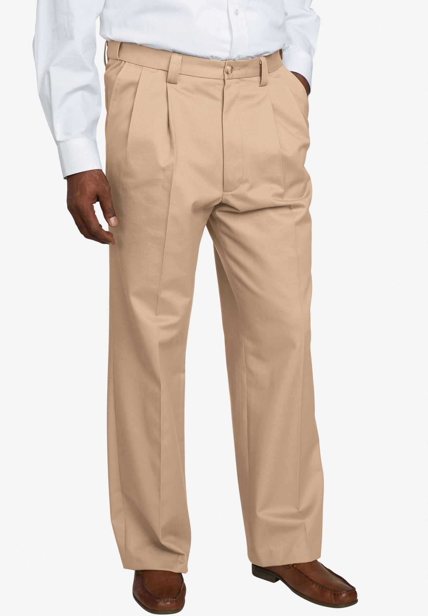 Relaxed Fit Wrinkle-Free Expandable Waist Pleated Pants image number 0