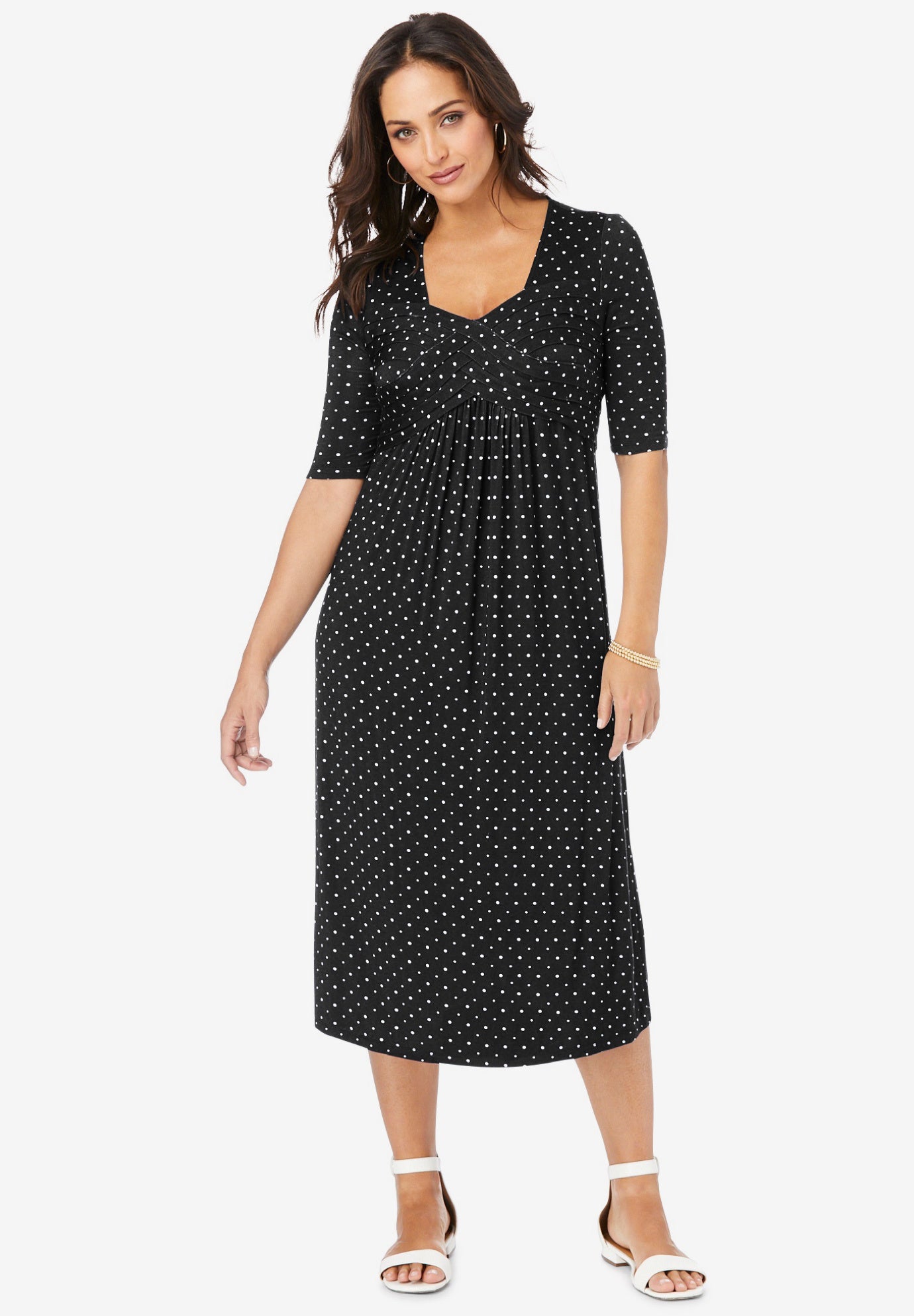 Stretch Knit Pleated Front Dress image number 0