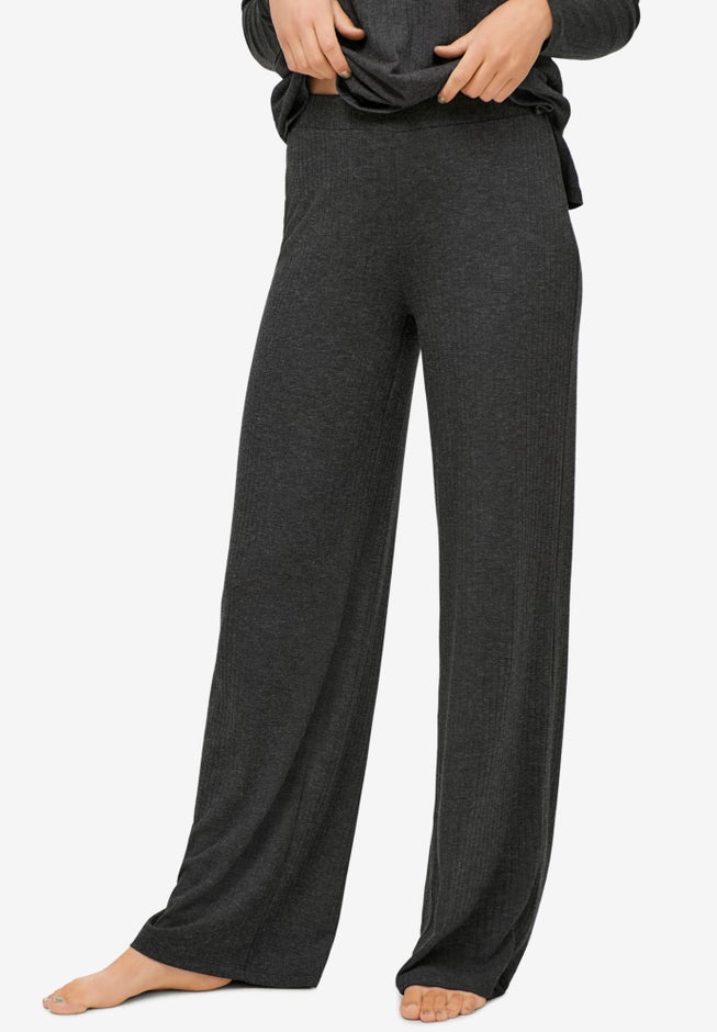 Ribbed Wide Leg Knit Pants image number 2