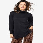 Ribbed Turtleneck Tunic Sweater image number null