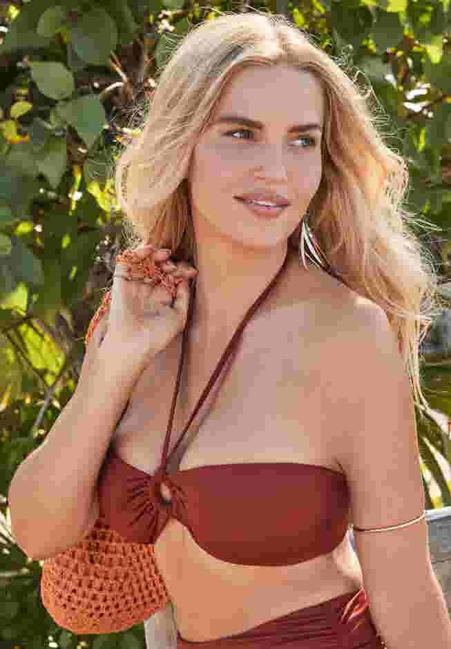 Ruched Ring Bandeau Bikini Top image number 0