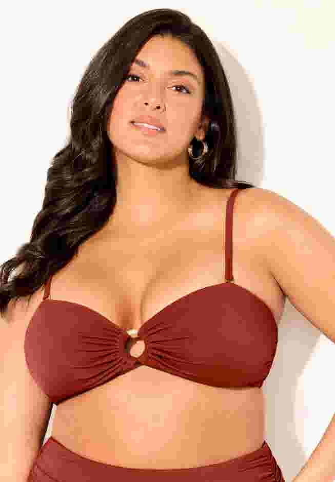 Ruched Ring Bandeau Bikini Top image number 4