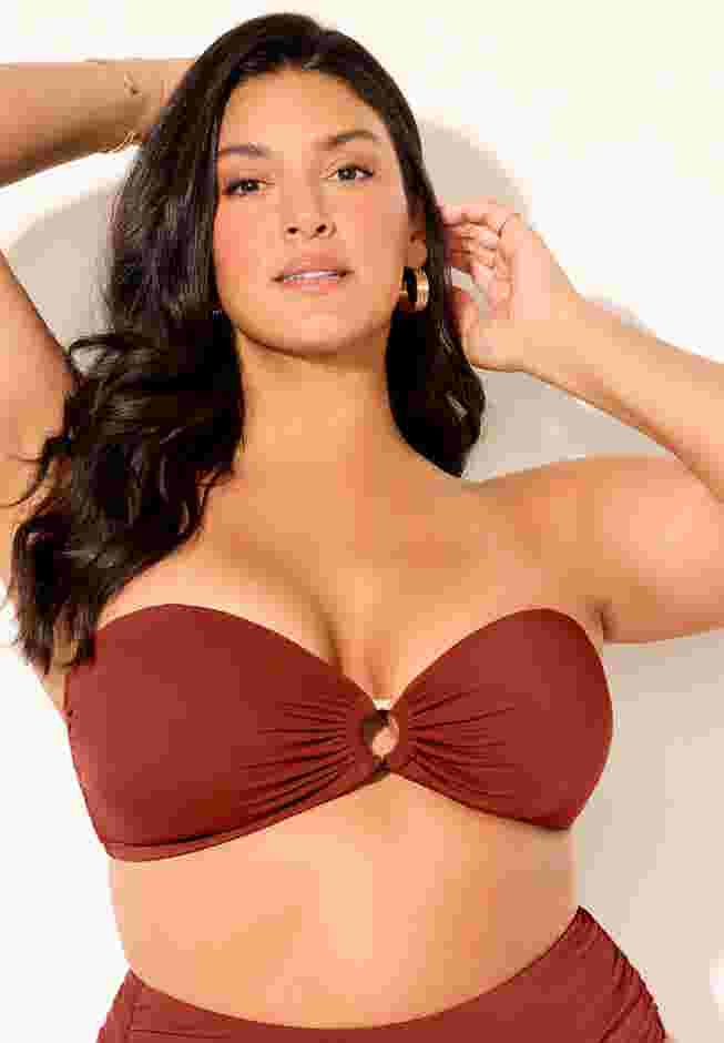 Ruched Ring Bandeau Bikini Top image number 5