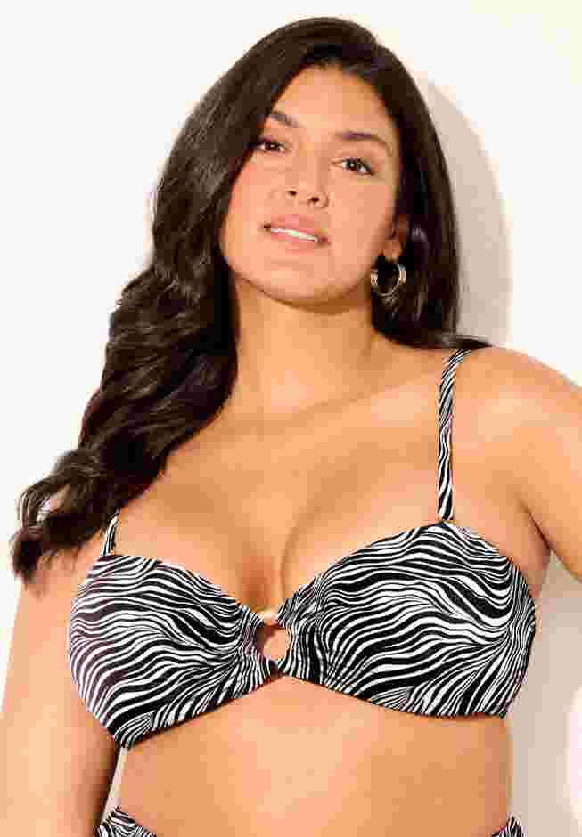 Ruched Ring Bandeau Bikini Top image number 4