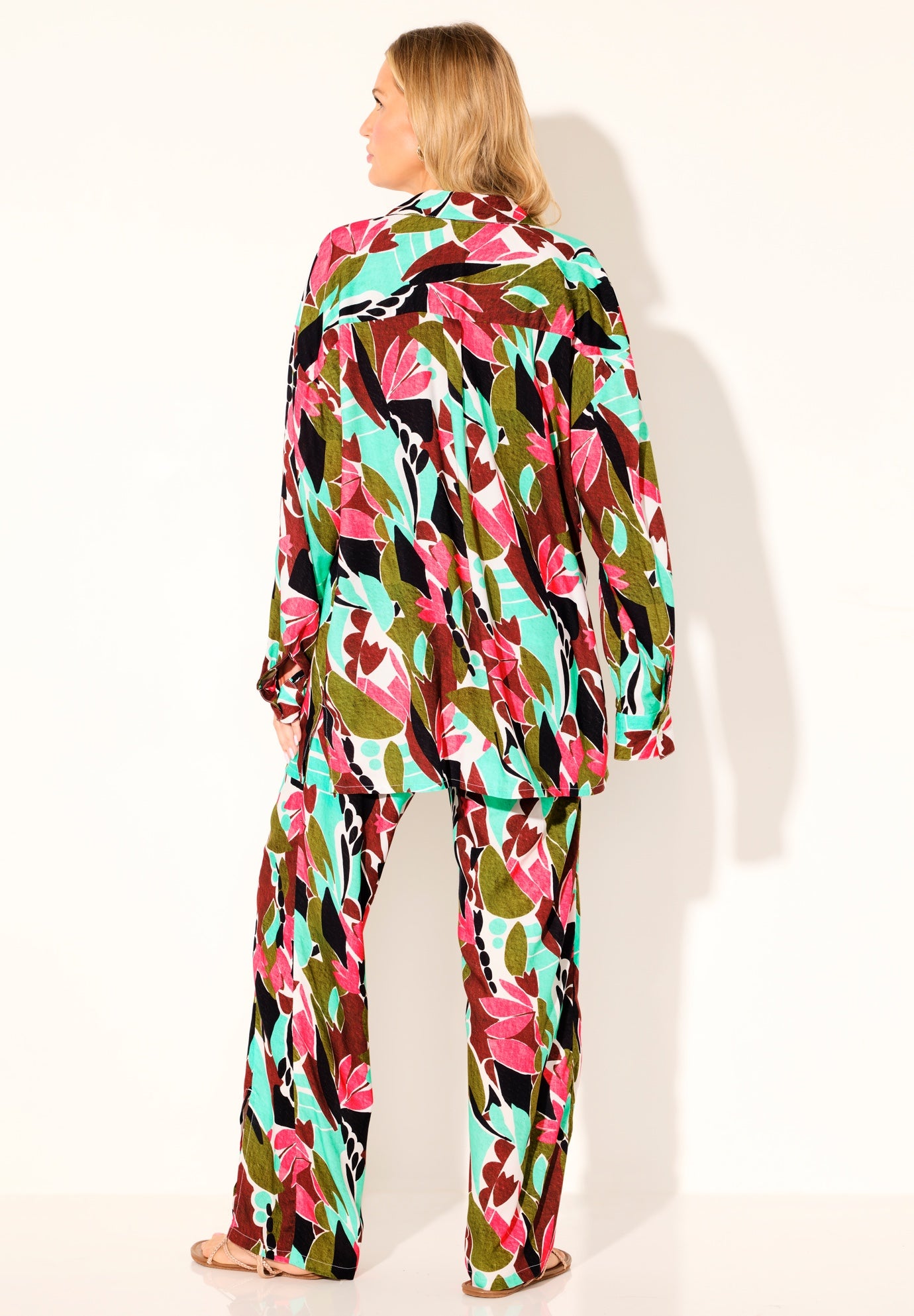 Oversized Buttondown Lounge Cover Up Shirt image number 2