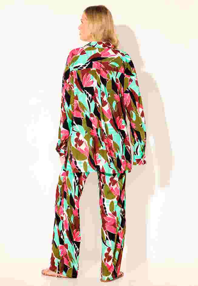 Oversized Buttondown Lounge Cover Up Shirt image number 1