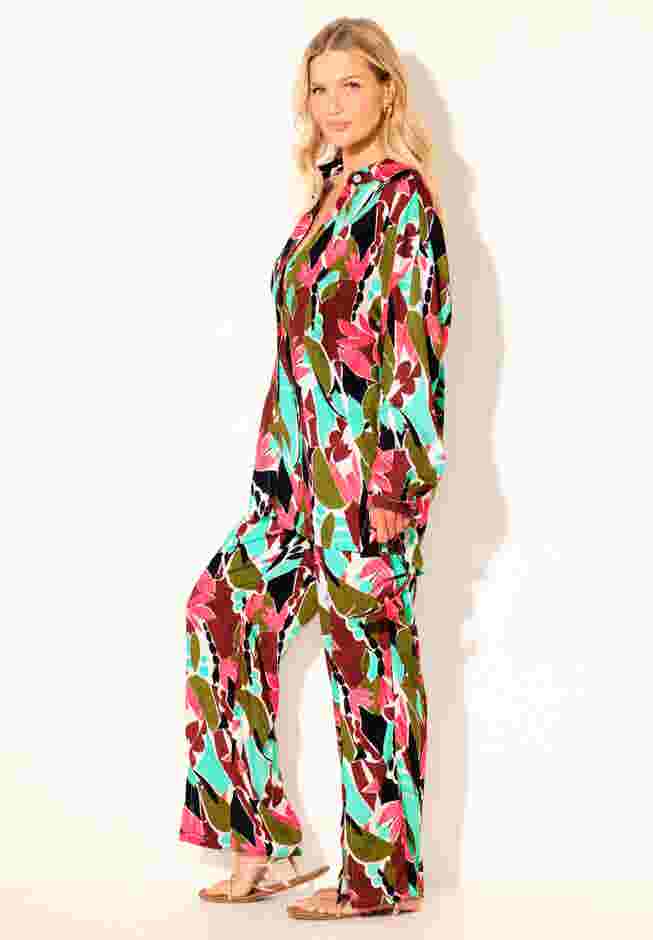 Oversized Buttondown Lounge Cover Up Shirt image number 2